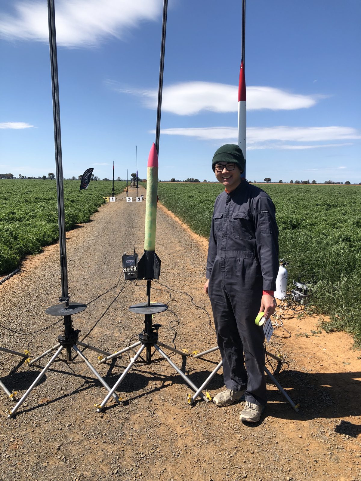 Haruku with his L2 rocket on the launch pad