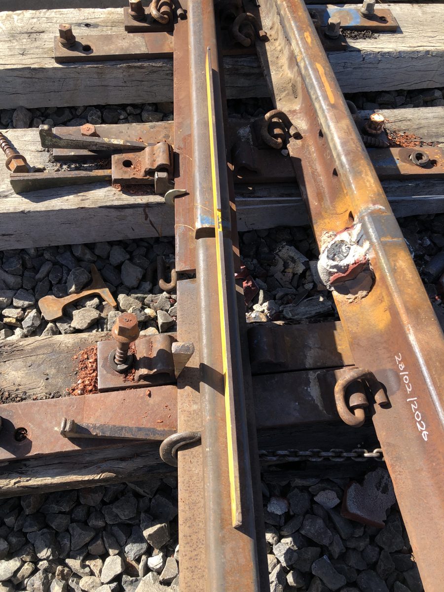 Completed thermite weld joining two rails
